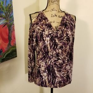 Cold shoulder cowlneck longsleeve top